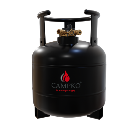 CAMPKO cilindro de gas, botella de GLP recargable 15 L con multiválvula (DE)
