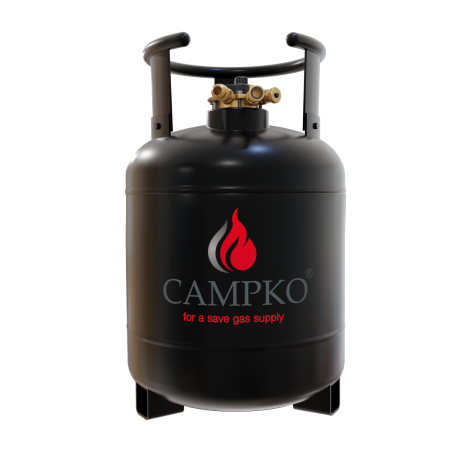 CAMPKO cilindro de gas, botella de GLP recargable 22 L con multiválvula (DE)