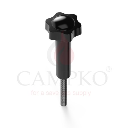 Tornillo de empuñadura en estrella con casquillo distanciador para juego de soporte de botella de gas CAMPKO (reequipamiento de cierre rápido)