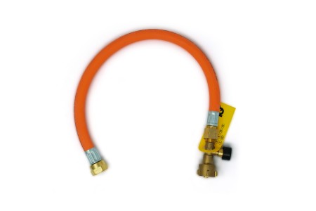 Gas hose high pressure G.12 W21.8 x 1/14 L.H. (KLF) x M20x1.5 - 450 mm incl. hose rupture safety device