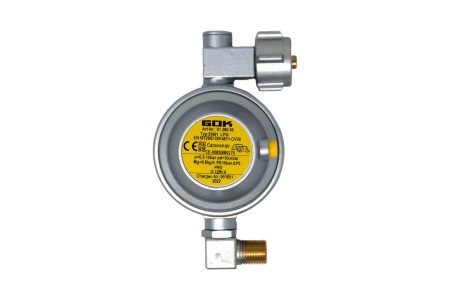 GOK regulador de presión baja 30 mbar 0,8 kg/h - para botellas pequeñas - forma de U