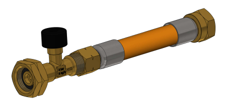 Tuyau de gaz haute pressionn G.2 W21,8 x 1/14 L.H. - 60° (Shell-F) x M20x1,5 - 450 mm incl. dispositif de sécurité en cas de rupture du flexible