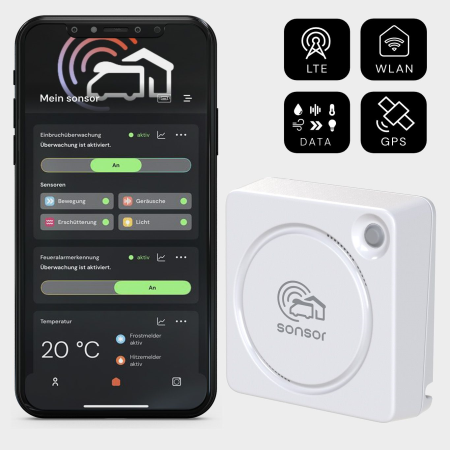 sonsor Système dalarme mobile avec LTE, GPS et Wi-Fi (gris)