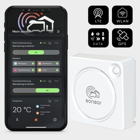 sonsor Système dalarme mobile avec LTE, GPS et Wi-Fi (blanc)